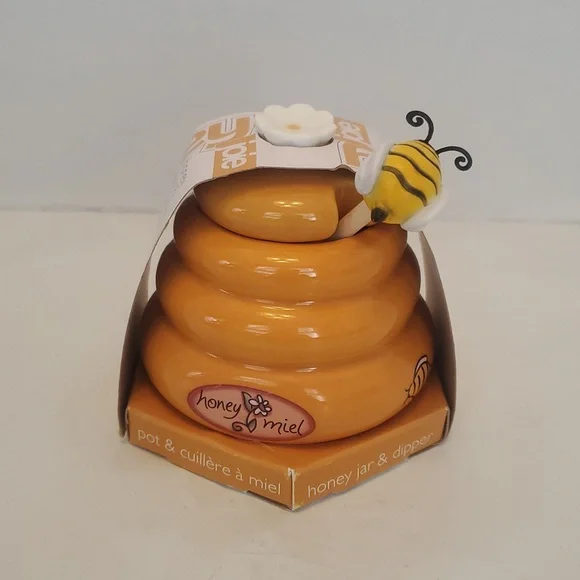 Joie Honey Jar & Dipper - Brown with Bee Design - Picture 2 of 2